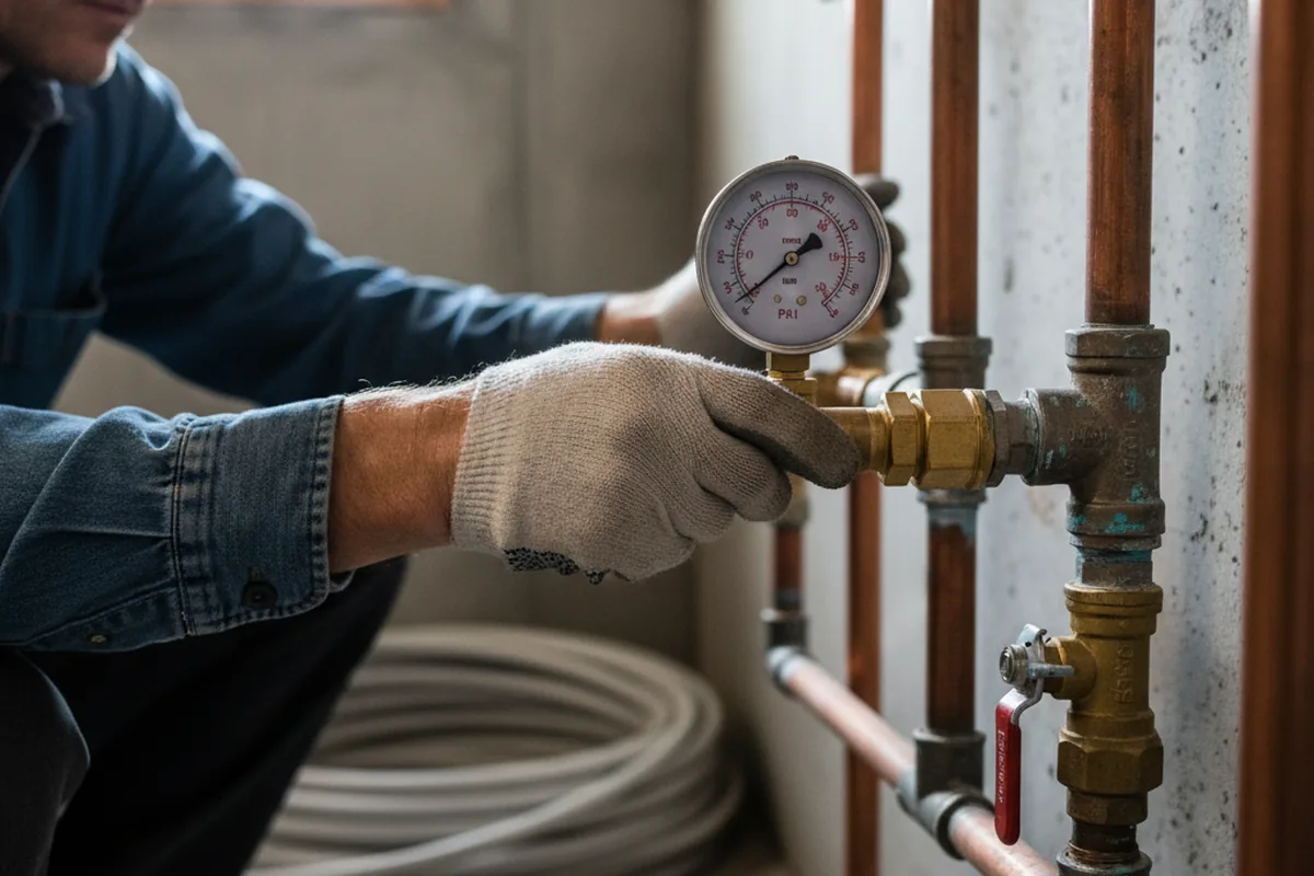 Pressure testing a repaired line during Water Line Repair in Paxton